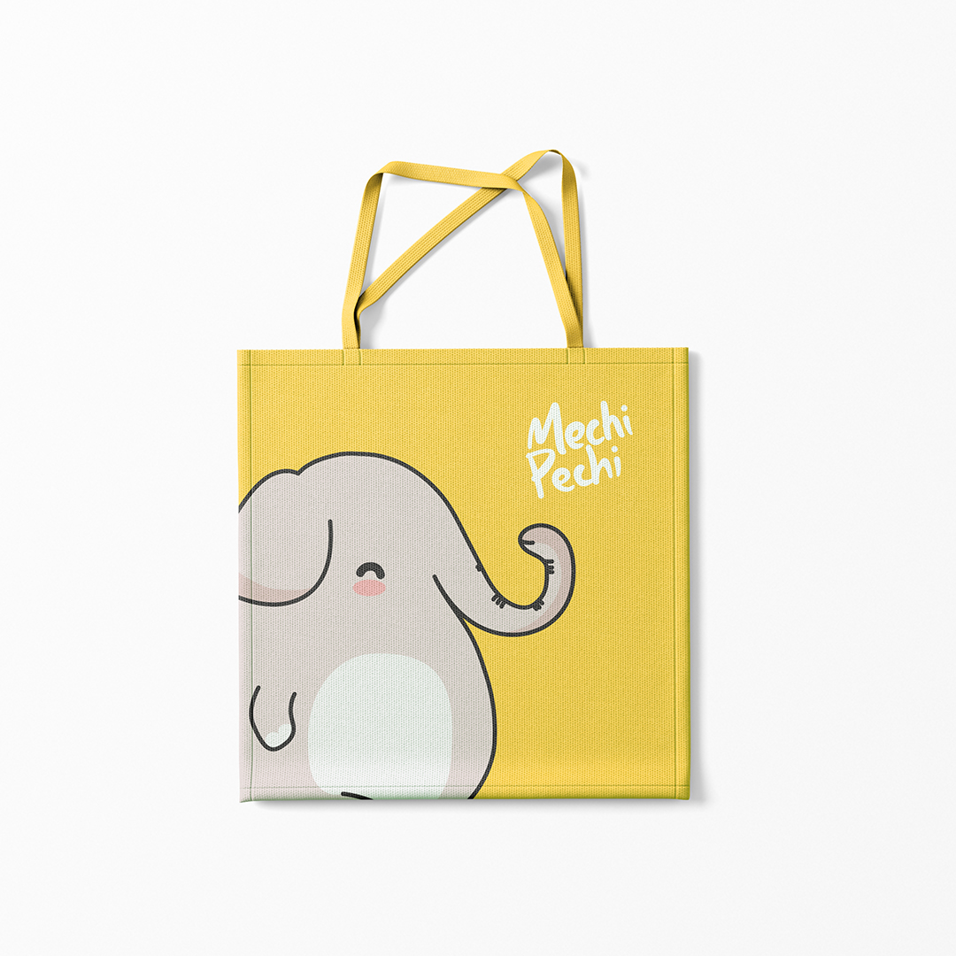 Foto de tote bag estampada para la tienda en línea de la marca Mechi Pechi